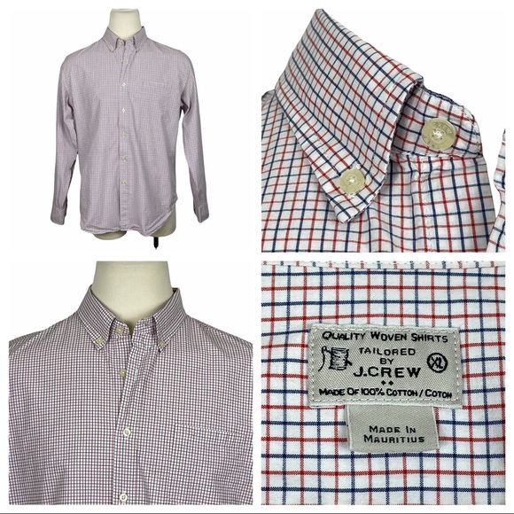 J. Crew Other - J. Crew Red White & Blue Checked Button Down XL